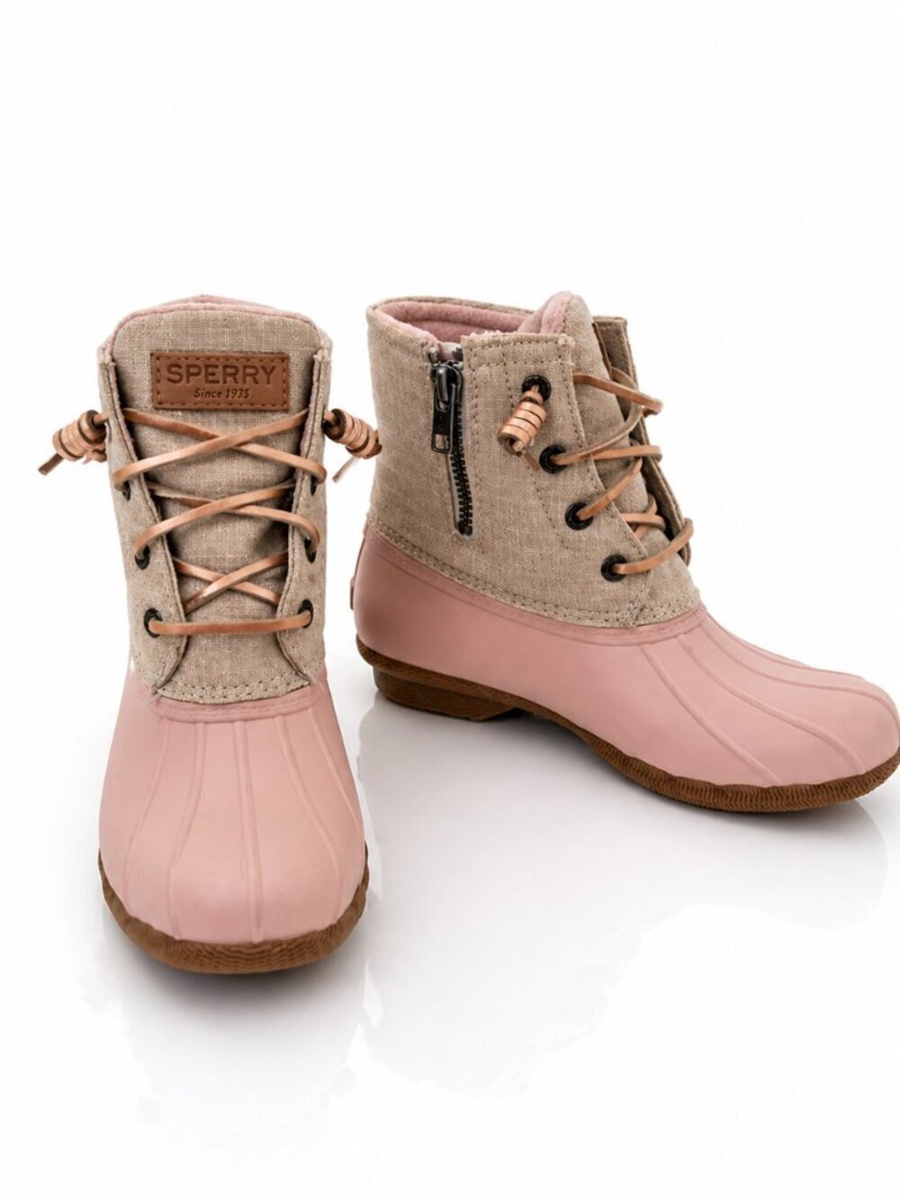 SPERRY Saltwater Canvas Rain Snow Boots Rose/Oat 6